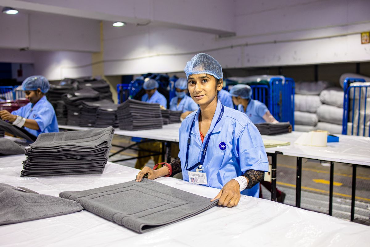 Garment worker in a compliant factory